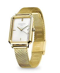 Rosefield Octagon Women's Gold Tone Stainless Steel Mesh Bracelet Watch 24mm