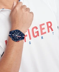 Tommy Hilfiger Men's Chronograph Blue Silicone Strap Watch, 46mm
