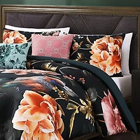 Bebejan Botanical Birds Bedding 200 Thread Count 100% Cotton Sateen 5 Piece Queen Size Reversible Comforter Set