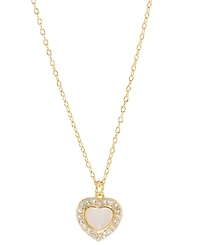 Rose Quartz (1/3 ct. t.w.) & White Topaz (1/4 ct. t.w.) Heart Pendant Necklace in 14k Gold Over Sterling Silver, 18"