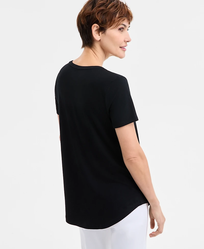 Jm Collection Women's Scoop-Neck Short Sleeve Top, Created for Macy's