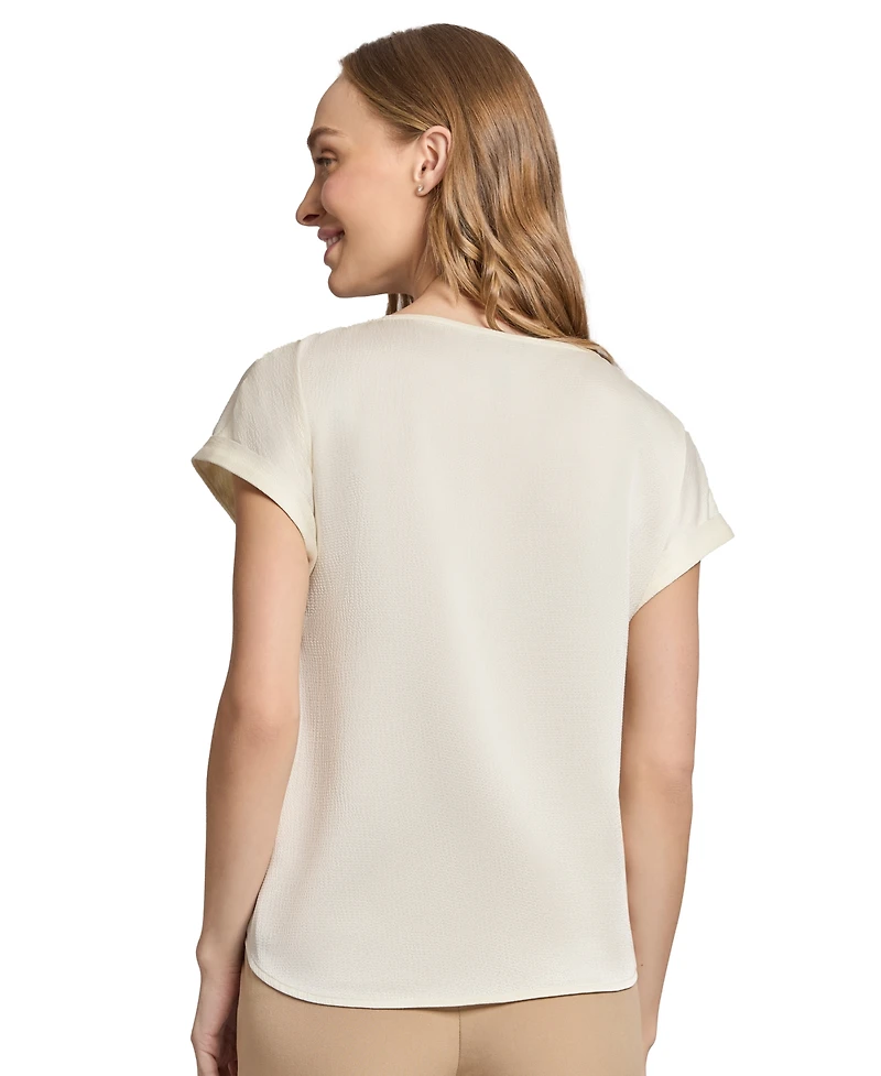 Jones New York Women's Side-Button Short-Sleeve Top