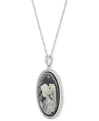 Shining Star Angel Cameo & Created White Sapphire (5/8 ct. t.w.) Pendant Necklace in Sterling Silver, 18" + 2" extender