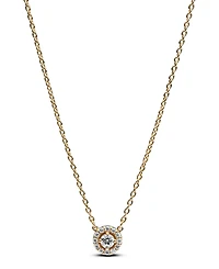 Pandora Gold-Plated Round Pave Halo Pendant Necklace