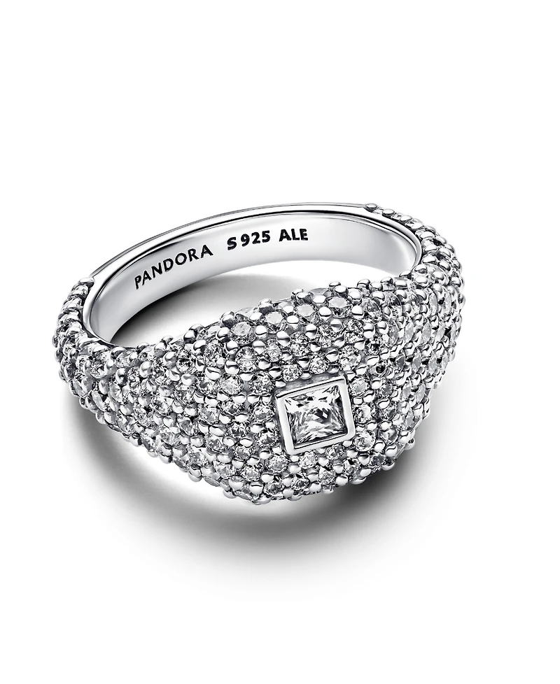 Pandora Sterling Silver Pave Square Cocktail Ring