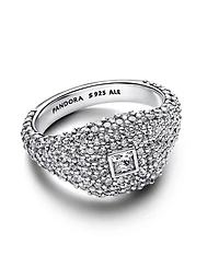 Pandora Sterling Silver Pave Square Cocktail Ring