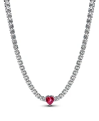 Pandora Sterling Silver Halo Heart Choker Necklace