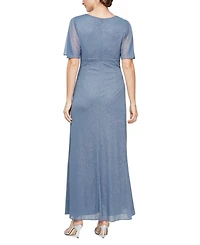 Sl Fashions Women's Glitter Mesh Embellished Gown