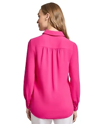 Long Sleeve Shirttail Side Button Popover Tunic