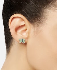 Marcasite & Jade Butterfly Stud Earrings in Sterling Silver