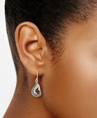Marcasite & Crystal Pear-Shape Drop Earrings in Sterling Silver
