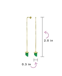 Bling Jewelry Protection Amulet Italian Horn Dangle Earrings Natural Green Jade and Gold Plated Silver