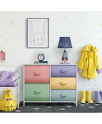 Sorbus Dresser with 5 Drawers - Storage Chest Organizer with Steel Frame, Wood Top, Handles, Fabric Bins