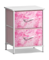 Sorbus Nightstand with 2 Drawers - Steel Frame, Wood Top & Easy Pull Fabric Bins Great for Home, Bedroom, Office College Dorm