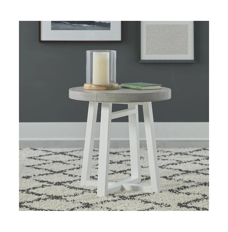 Liberty Furniture Round End Table Contemporary White