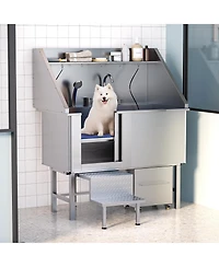 50 in. Dog Washing Station with Sink, Storage, Drawer and Ladder