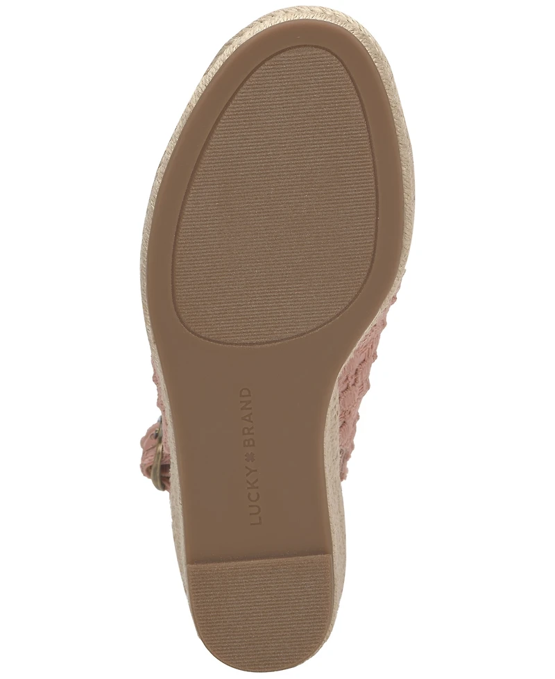 Lucky Brand Women's Cyrila Floral Slingback Peep-Toe Espadrille Wedge Sandals