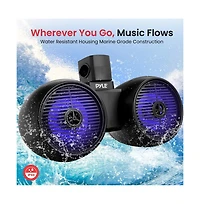 Pyle 6.5'' Marine Bluetooth Wakeboard Speaker System with Led Lights, 200W