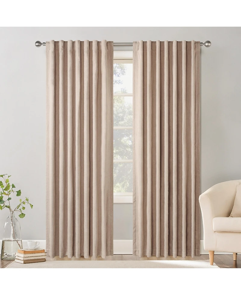 Chenille Blackout Back Tab Curtains Pair