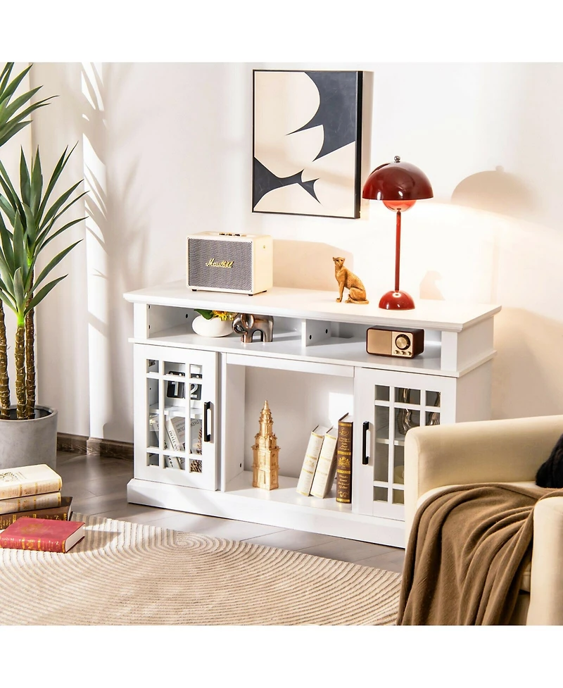 Gouun 48 Inch Electric Fireplace Tv Stand with Cabinets for TVs Up to 50 Inch