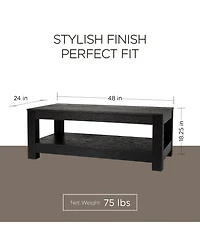 Maven Lane Paulo Wooden Coffee Table with Set of 2 Side Tables, Weathered Black