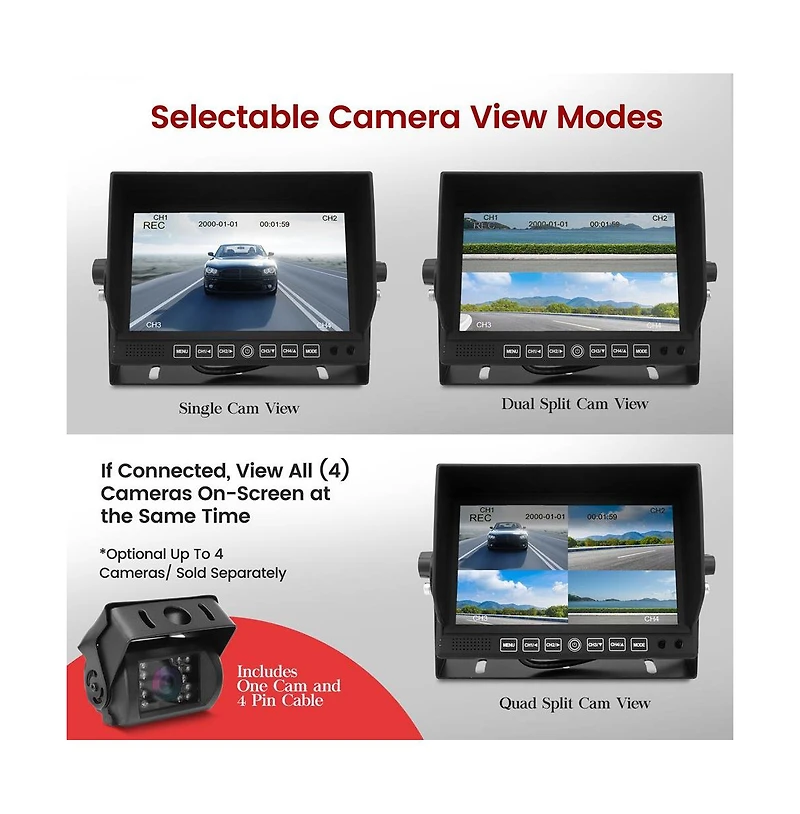 Pyle Dvr Cam Recording System with 7'' Display Monitor and Night Vision, Waterproof