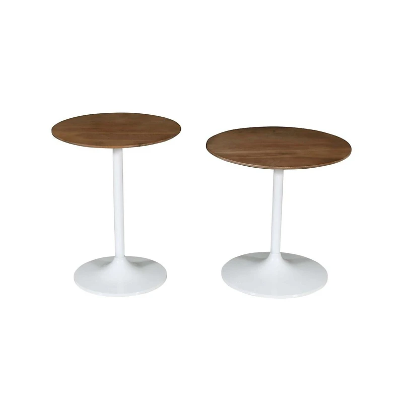 Jofran Remy Solid Wood and Iron Modern Pedestal Accent Tables (Set of 2