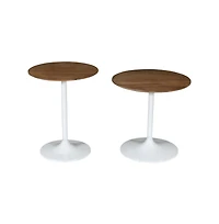 Jofran Remy Solid Wood and Iron Modern Pedestal Accent Tables (Set of 2