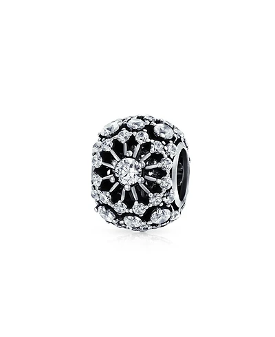 Bling Jewelry White Crystal Filigree Spacer Barrel Charm Bead .925 Sterling Silver Fits European Bracelet