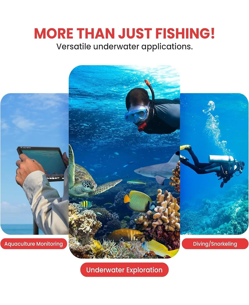 Pyle 7'' Lcd Monitor Underwater Fishing Camera, 1000TVL, White