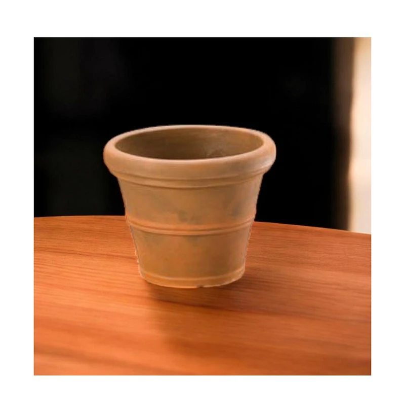 Slickblue Round Planter Weather-Resistant Poly Resin Plastic for Outdoor Use