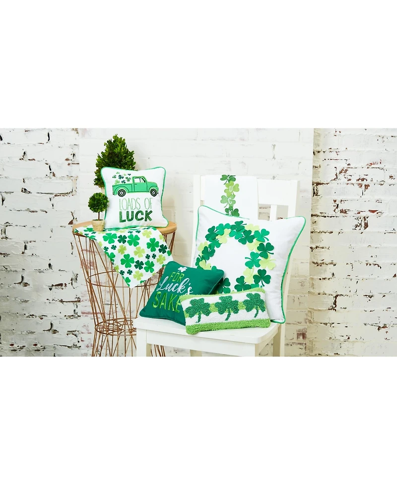 6" x 12" St. Patrick's Day Clover Trio 3 Leaf Clovers Hooked Small/Petite Accent Throw