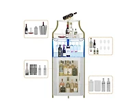 gaomon Corner Bar Cabinet with Led Lights, Industrial Liquor Cabinet with Adjustable Shelf, 5-Tier Industrial Wine Cabinet with Glass Holder, Home Bar