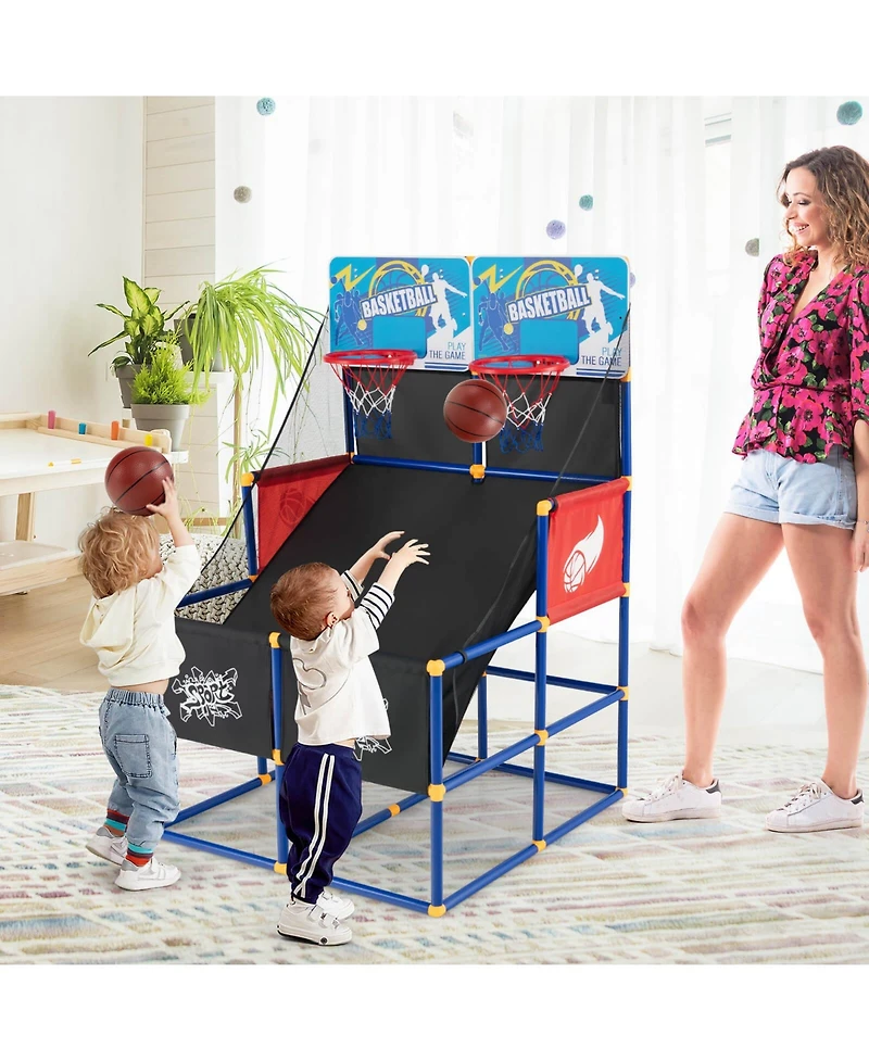 Kuyotq Kids Arcade Basketball Game Set with 4 Basketballs and Ball Pump