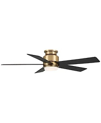 Casa Vieja 52" Grand Palm Indoor Outdoor Ceiling Fan 5 Blade Led Light Remote Control Soft Brass Finish Bedroom Hugger Damp Rated