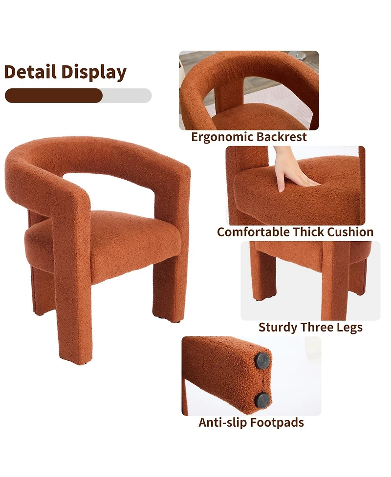 gaomon Modern Sherpa Barrel Dining Chair, Upholstered Faux Fur Dining Room Chair Comfy Side Chair for Kitchen/Living Room