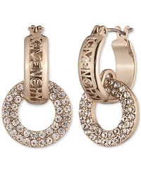 Givenchy Gold-Tone Pave Link Charm Logo Hoop Earrings