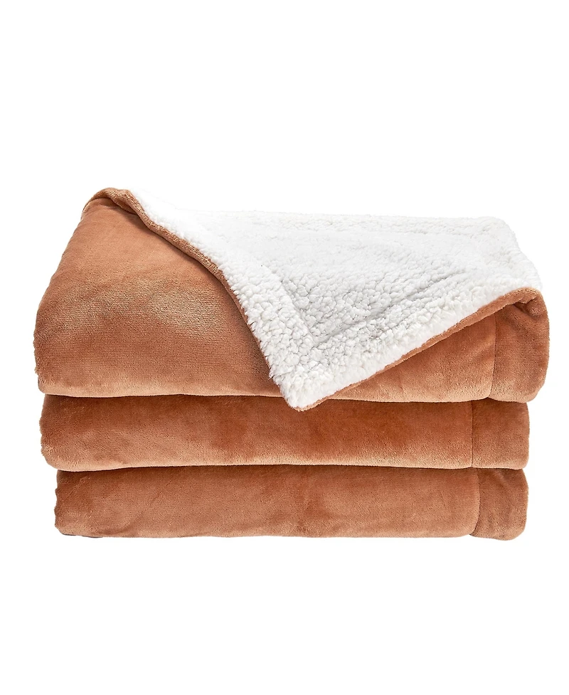 Linery & Co. Velvet Plush Reversible Sherpa Throw Blanket