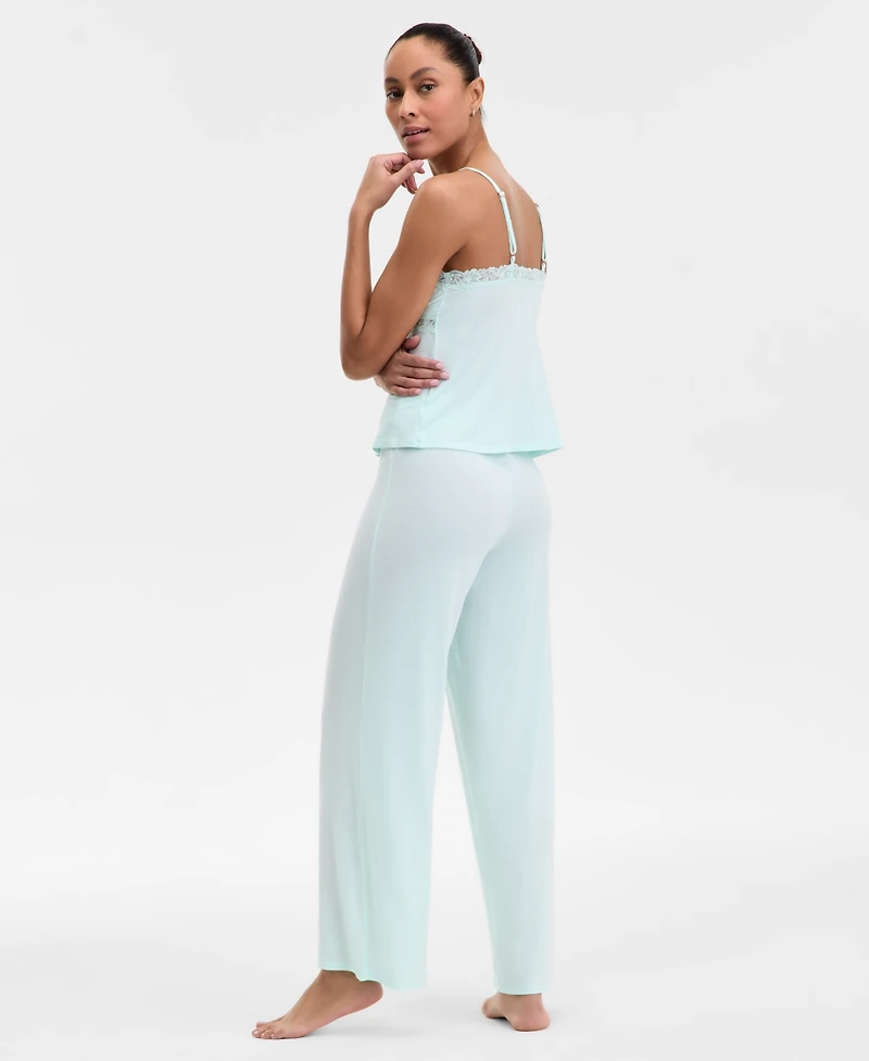 I.n.c. International Concepts Women's Lace-Trim Knit Tank & Pajama Pants Set