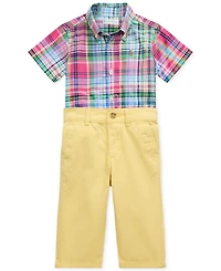 Polo Ralph Lauren Baby Boys Plaid Poplin Shirt & Chino Pants Set