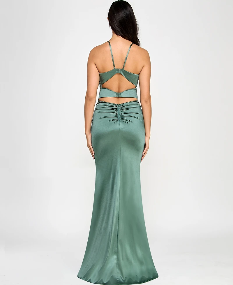 Emerald Sundae Juniors' Corset-Front Cutout-Back Gown, Created for Macy's