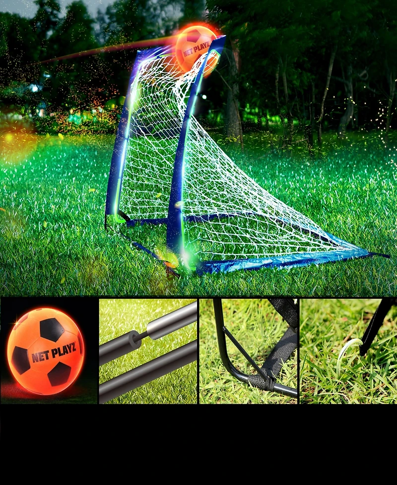 Net Playz Light Up Glow-in-the-Dark Soccer Ball and Goal Gift Set