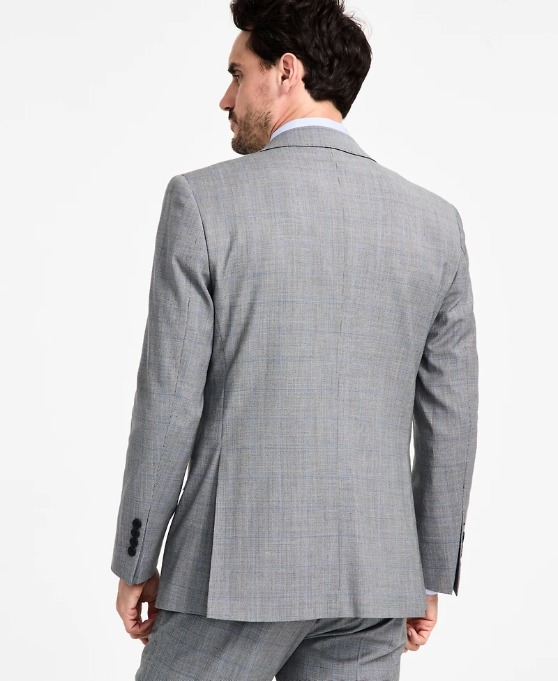 B by Brooks Brothers Men's Windowpane Wool-Blend Stretch Classic-Fit Suit Jacket