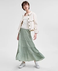 And Now This Women's Pull-On Tiered Maxi Skirt