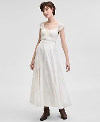 And Now This Women's Scoop-Neck Ruffle-Sleeve Maxi Lace Dress, Created for Macy's