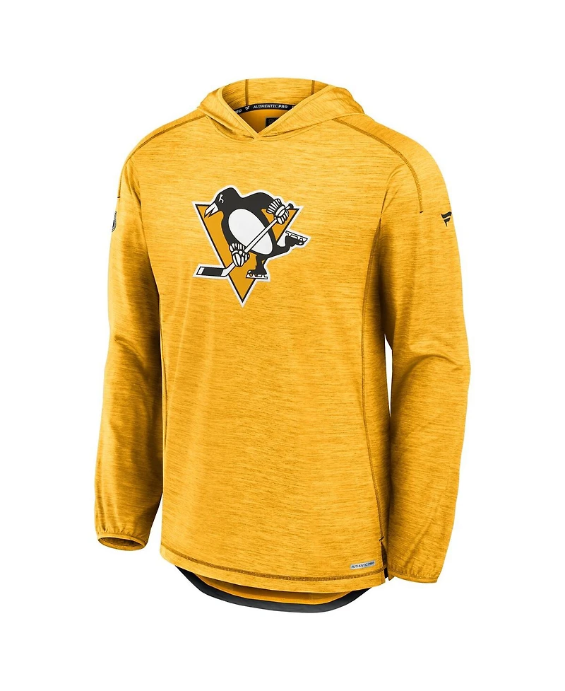 Fanatics Men's Gold Pittsburgh Penguins Authentic Pro Rink Lightweight Pullover Hoodie