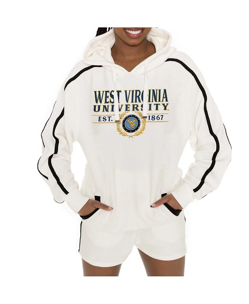Gameday Couture Women's Cream West Virginia Mountaineers Down, Set, Go Pullover Hoodie and Shorts Set