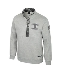 Colosseum Men's Heather Gray Notre Dame Fighting Irish Oorah Oht Military Appreciation Fleece Quarter-Zip Jacket