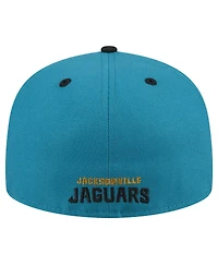 New Era Men's Teal/Black Jacksonville Jaguars Throwback Crawl Flipside Two-Tone 59FIFTY Fitted Hat