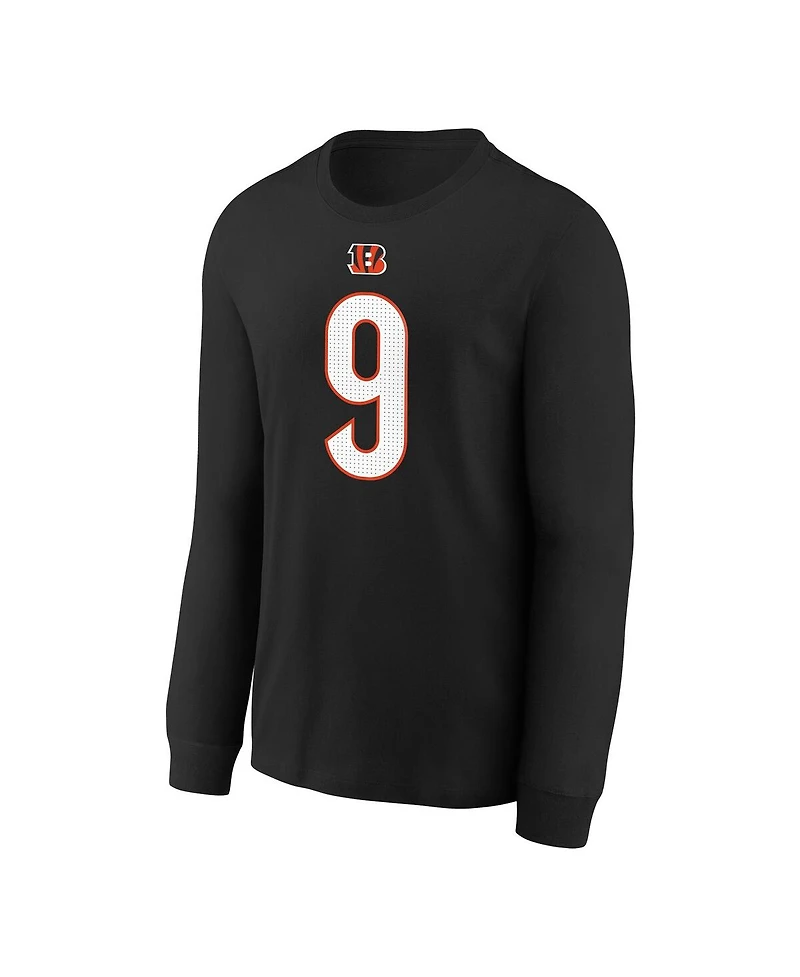 Nike Big Boys and Girls Joe Burrow Black Cincinnati Bengals Player Name Number Long Sleeve T-Shirt
